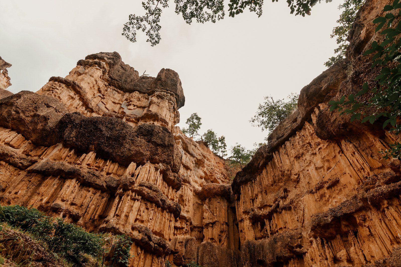 Tall sandstone cliffs near Ubon Ratchathani, Northeast Thailand